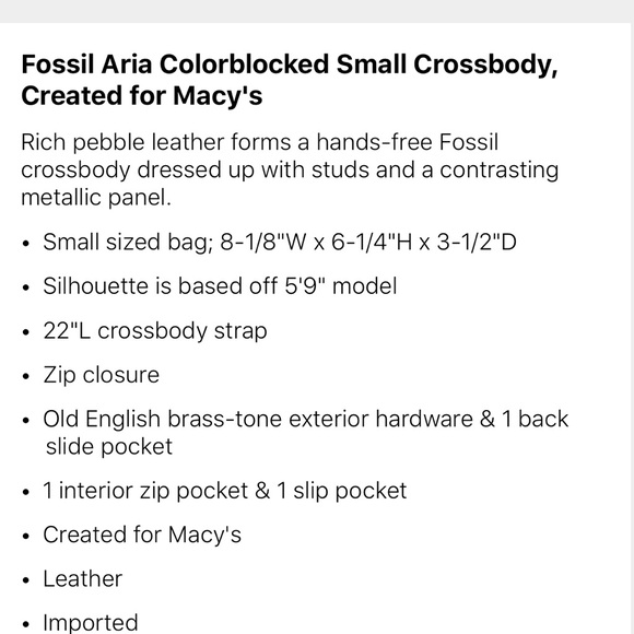 Fossil Aria Color-block Small Studded Crossbody - Picture 6 of 8